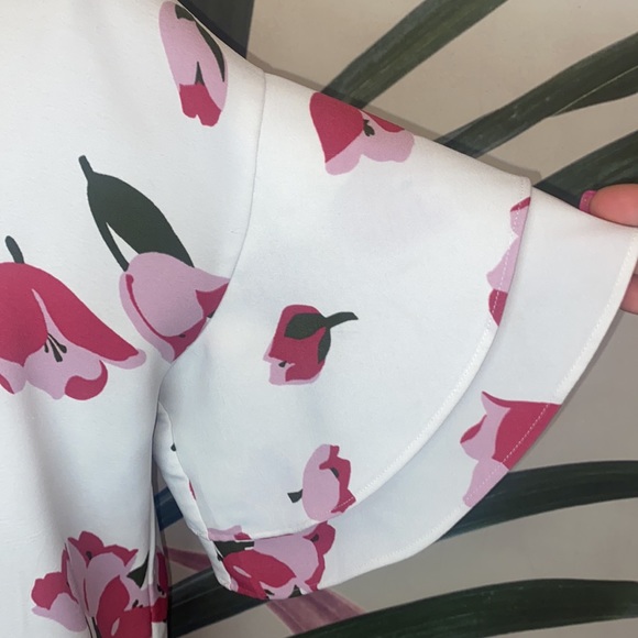 Ann Taylor Floral Double Bell Sleeve Blouse - Picture 3 of 8